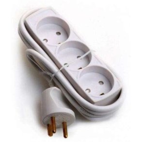 3-stikdse med Jord - 1,5 m Ledning 