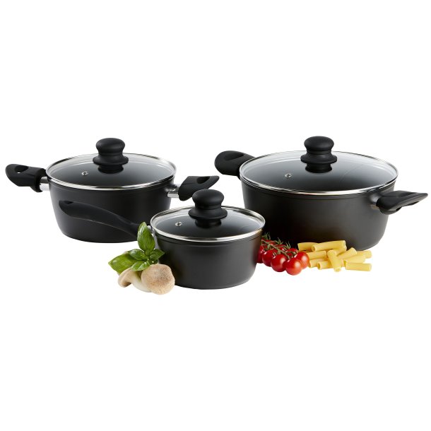 Grydest Keramisk Belgning - 6 Dele (1,3 L kass. m/lg, gryde 2,5 L m/lg+4,3 L m/lg)