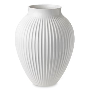 Knabstrup Vase - Riller - 35 cm - Hvid 