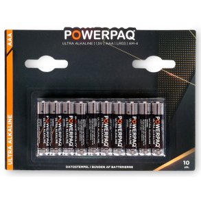 Powerpaq Alkaline Ultra AAA-batteri - 10 stk.