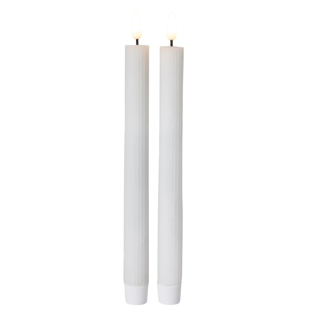 LED Stagelys - 3D Vge - Rille - Flad Top - 22 cm - Voks