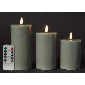 LED Bloklys - Grnne  St med 3 stk. - 3D Vge - : 7,5 cm