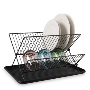 Opvaskestativ med Bakke - Sort