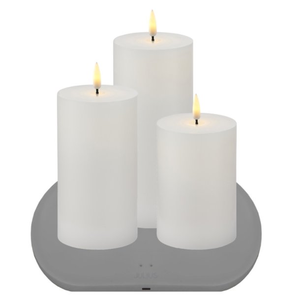 Julius Genopladeligt Bloklysst - 7 cm x 10+12,5+15 cm - Plus Opladningsplade