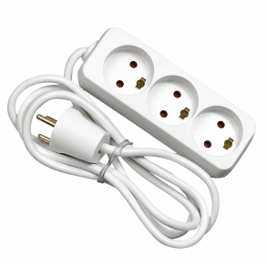 3-stikd�se � 3 Runde - med Jord - 1,5 m Ledning