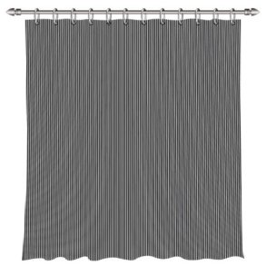 Badeforh�ng - 180 x 200 cm - Stribet Sort - Inkl. Ringe