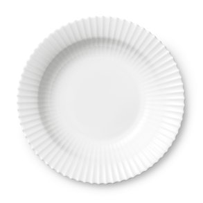 Lyngby Tallerken - 21 cm - Dyb - Hvid