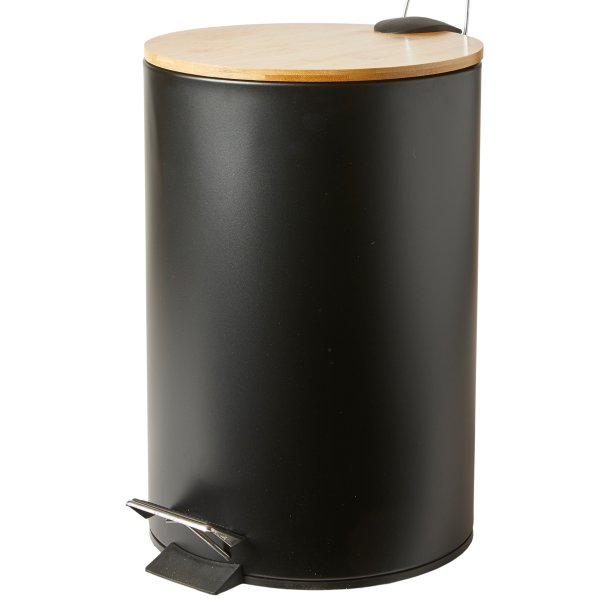 Pedalspand med bambuslg 38 x 25 cm - Sort Stl