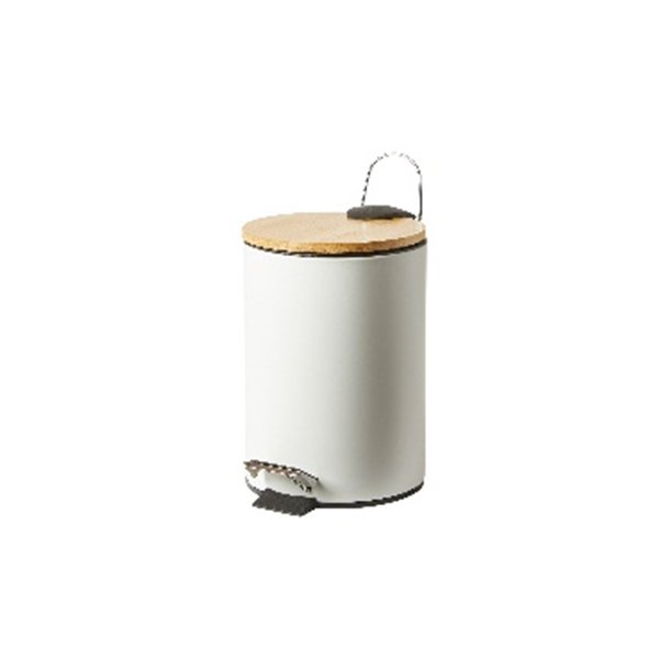 Pedalspand med Bambuslg - 38 x 25 cm - Hvid Stl