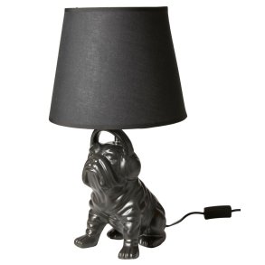 Bordlampe Bulldog - Keramik - Sort - 44,5 cm