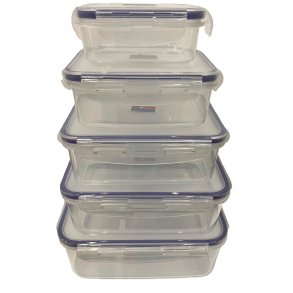 Opbevaringsbokse - Airtight - 5 stk. - 300 + 600 + 1200 + 2000 + 3000 ml