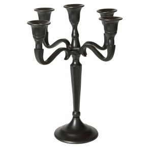 Lysestage - 5 Arme - 27 cm - Sort Alu