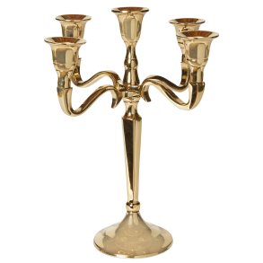 Lysestage - 5 Arme - 27 cm - Guld Alu