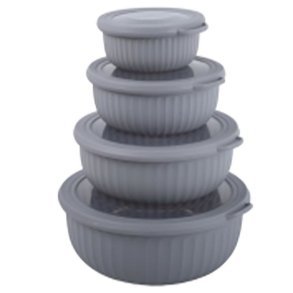 Opbevaringsbokse - Rund - 4+4 Dele -  Lav - Sort