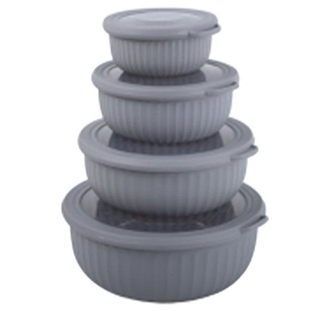 Opbevaringsbokse - Rund - 4+4 Dele -  Lav - Sort