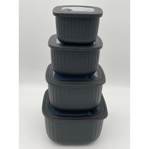 Opbevaringsbokse - Firkantede - 4+4 Dele - Hj -  Sort