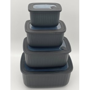 Opbevaringsbokse - Rektangulre - 4+4 Dele - Hj - Sort