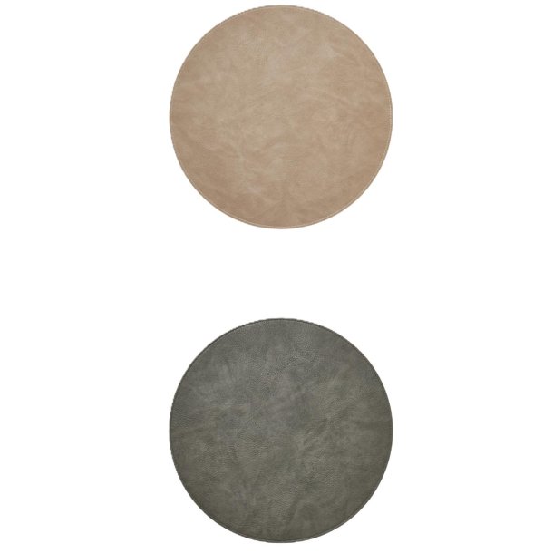 D�kkeserviet - Rund - Vendbar - Bl�d - 38 cm - Gr�/Beige