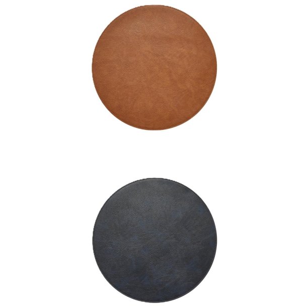 D�kkeserviet - Rund - Vendbar - Bl�d - 38 cm - Navy/Cognac