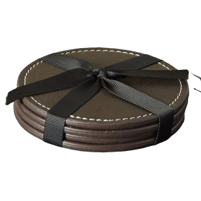 Coaster - Rund - 10 cm - 4 stk - Mrk Brun