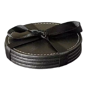 Coaster - Rund - 10 cm - 4 stk. - Sort