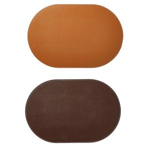 Dkkeserviet Oval - Lderlook - Brun/Cognac - Vendbar
