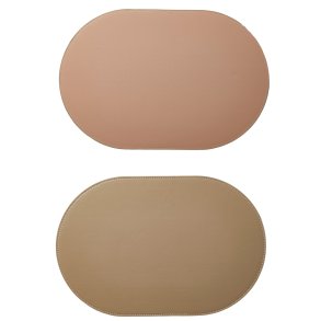 Dkkeserviet Oval - Lderlook  - Rosa/Taupe - Vendbar