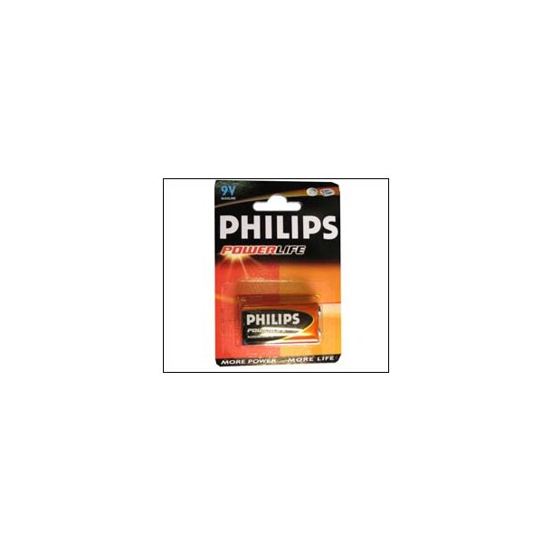 Philips Powerlife Alkaline Batteri - 9 V eller 6LR6