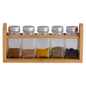 Krydderihylde med 5 Glas