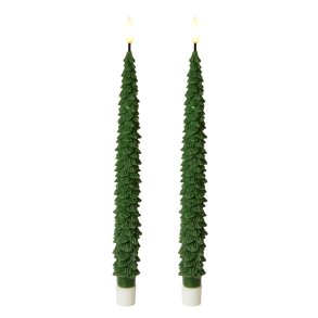 LED Stagelys Juletr - 3D flamme - 2 stk. - 25 cm - Grn