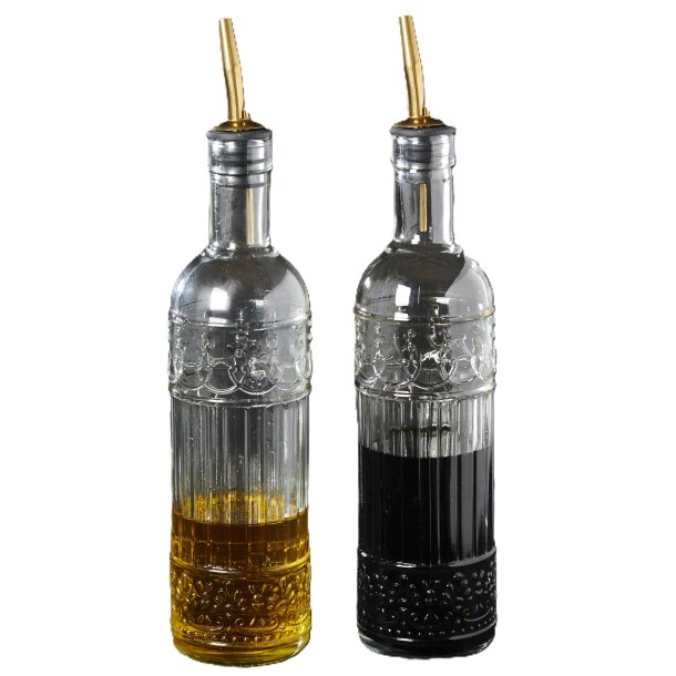 Olie-/Eddikeflaske - 6 x 29 cm - Guldtop - 2 stk.