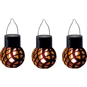 Solarpre med Flammeeffekt - 3 stk. - 8 cm - 10 x LED