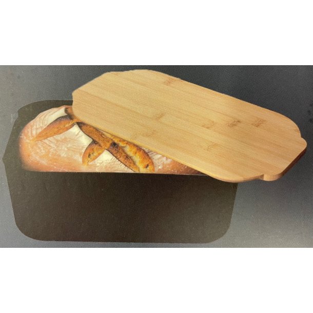 Brdkasse - Sort Plast med Bambuslg - 33 x 18,5 x 12 cm - 4,5 l