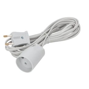 Forlngerledning p 3 m - Hvid - Flad Ledning