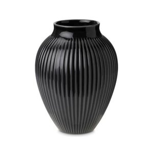 Knabstrup Vase - Riller - 12,5 cm - Sort