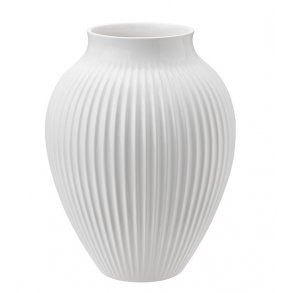 Knabstrup Vase - Riller - 20 cm - Hvid 