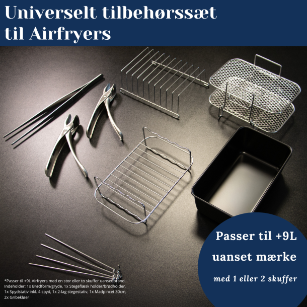 Universelt Air Fryer Tilbehørssæt til 9 l - 6 Dele