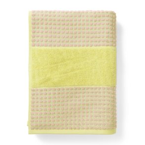 JUNA Check Hndklde - 70 x 140 cm - Gul/Pink