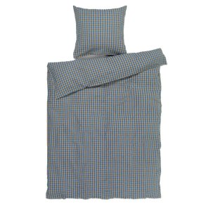 JUNA Bk & Blge Sengetj  - 140 x 220 cm - Bl/Okker