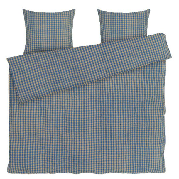 JUNA Bk &amp; Blge Sengetj - 200 x 220 cm - Bl/Okker