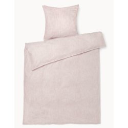 JUNA Monochrome Lines Sengetj - - 140 x 220 cm - Rosa/Hvid