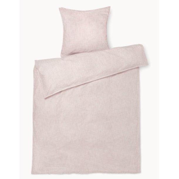 JUNA Monochrome Lines Sengetj - - 140 x 220 cm - Rosa/Hvid