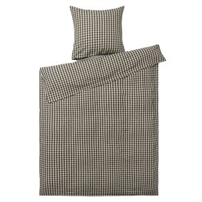 JUNA Bk & Blge Sengetj - 140 x 200 cm - Sort/Sand