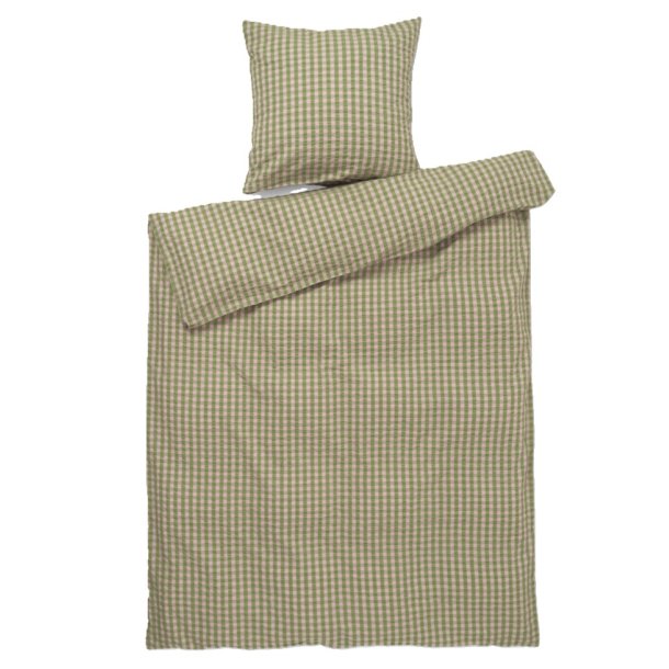 JUNA Bk&Blge Sengetj 140x200 cm - Grn/Soft Pink