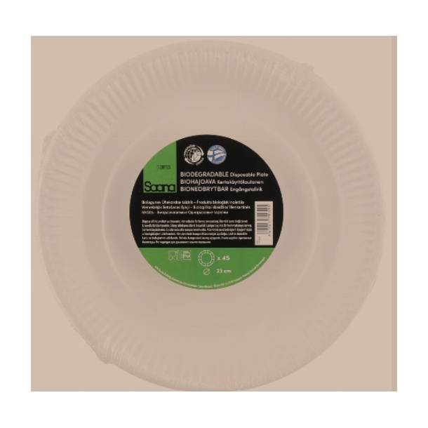 Engangstallerkener - 23 cm - 45 stk - BIO
