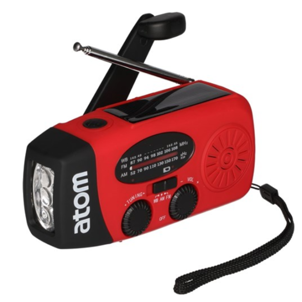 Atom 'Prepper' FM/AM-Radio med Hndtag &amp; Lygte 