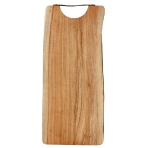 Skrebrt Akacie med Lderhndtag og Saftrille - 55 x 25 cm