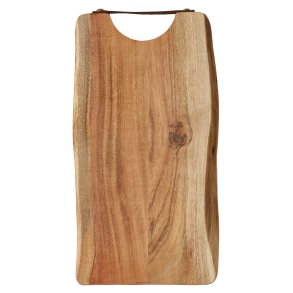 Skrebrt Akacie med Lderhndtag - 38 x 20 cm