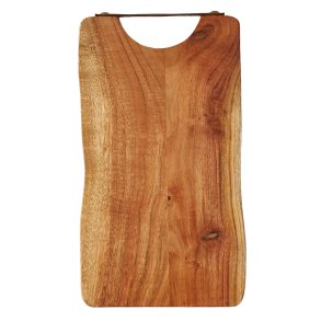 Skrebrt Akacie med Lderhndtag - 32 x 18 cm