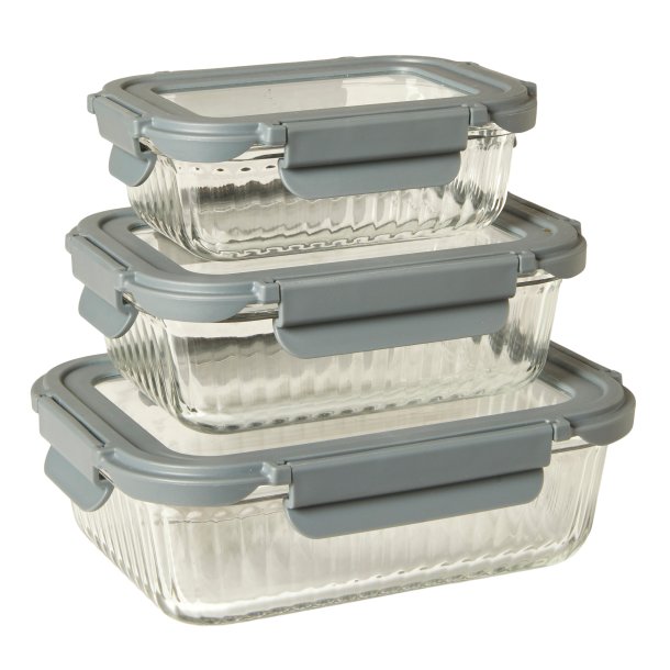 Opbevaringsbokse - Glas - 3 stk. - 350/600/1000 ml